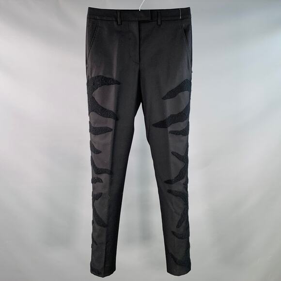 MAISON MARTIN MARGIELA Size 28 Black Twill Wool Flames Flat Front Dress Pants - Picture 1 of 8